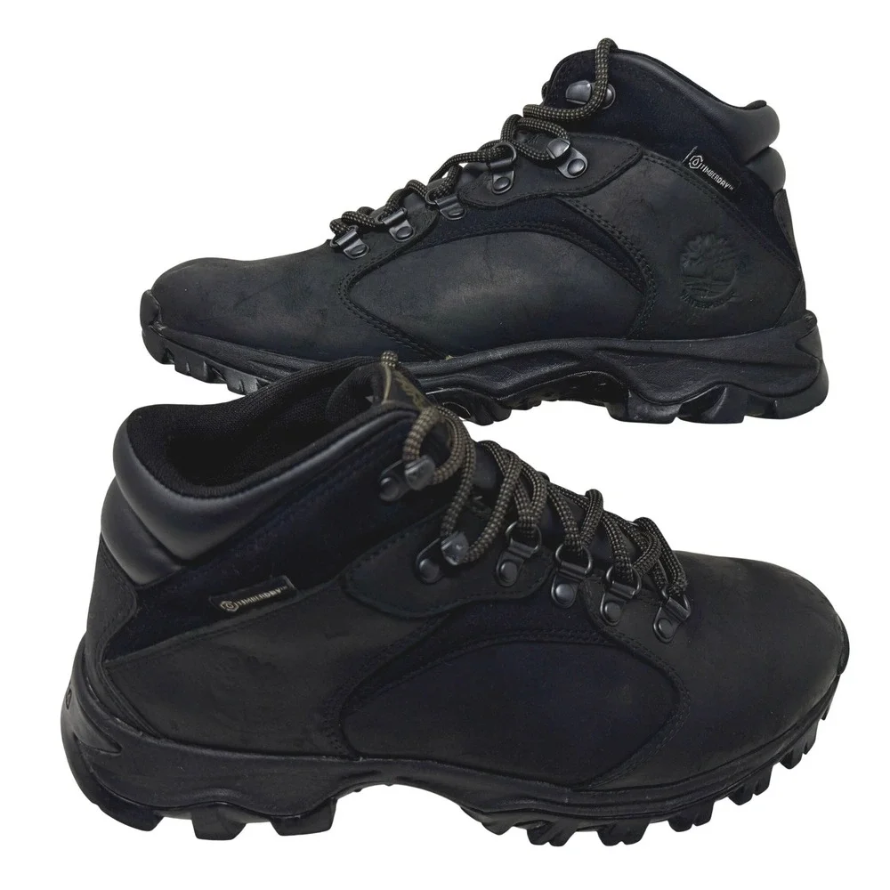 Timberland White Ledge Waterproof Hiking Boots Black Leather A21AC Men's Size 8